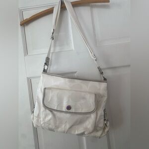 Iconic White Coach Optic Kyra Monogram Logo C Crossbody Shoulder Bag Y2K